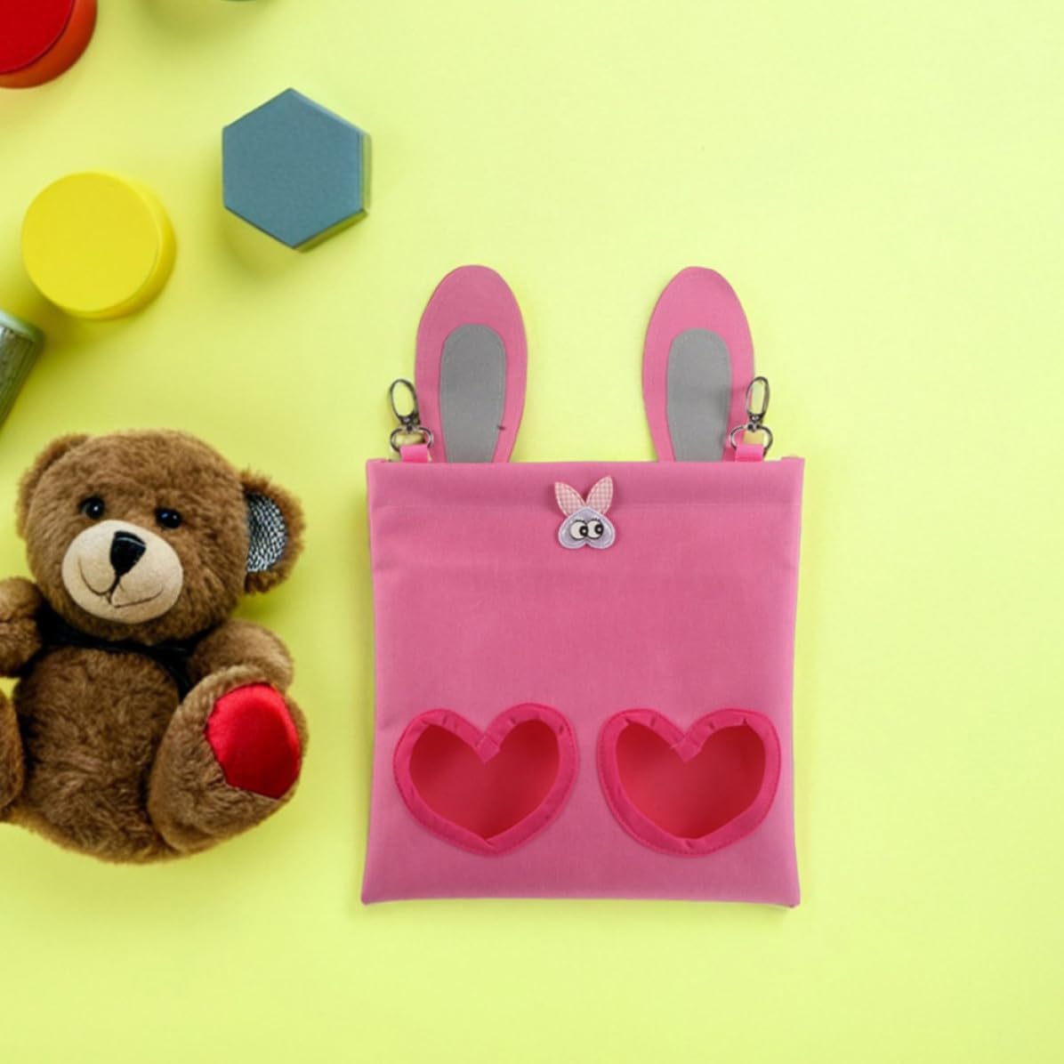 Toyvian Hanging Rabbit Hay Feeder Bag Cute Bunny Design 2pcs for Small Animals with Metal Rack and Cloth Material and Simplifies Daily Feeding Optimizes Space for Pet Owners image 4