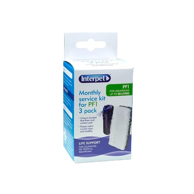 Interpet - Kit de Servicio mensual para filtros de energía para Acuario PF1, Hilo y espumas de Repuesto…