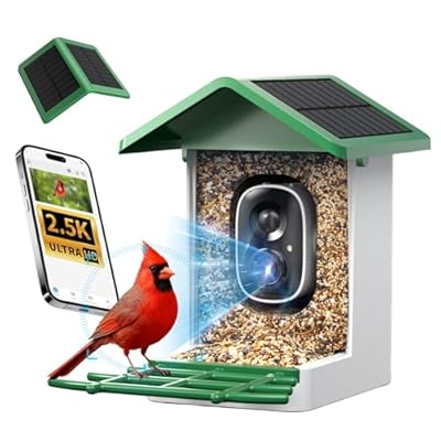?isYoung Smart Bird Feeder with Camera, 2.5K QHD, AI Identify 16000+ Birds,Dual Solar Panel, AI Auto-Capture & Motion Detection, IP65 Weatherproof,170° Field of View, Perfect Bird Watching Gift