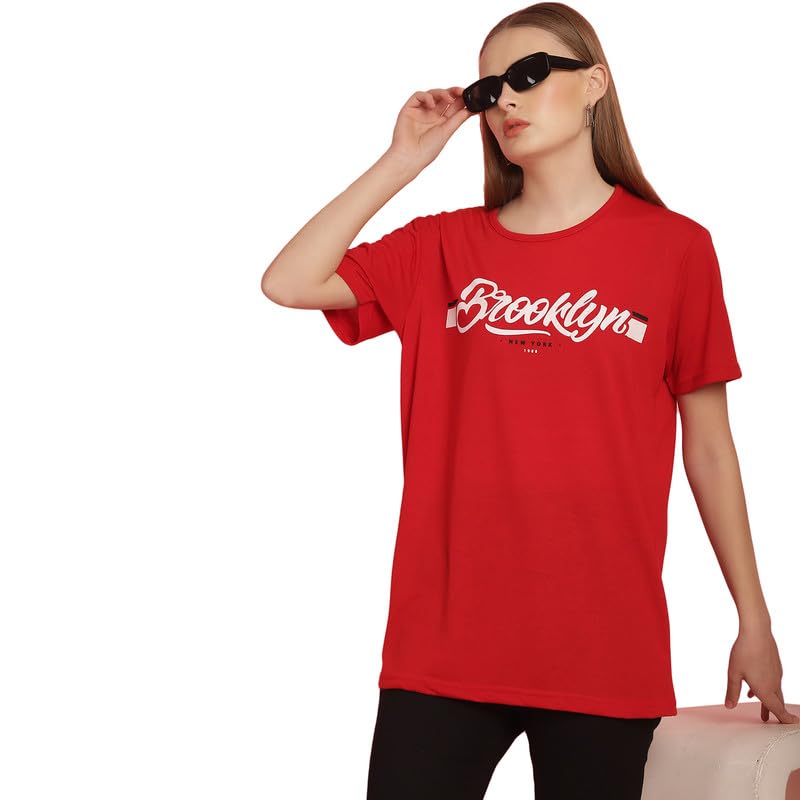 Image of Round Neck Cotton Printed Women Regular Fit Tshirt-P1950