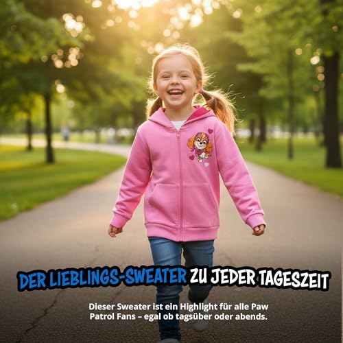 United Labels Paw Patrol Sweatjacke mit Kapuze für Mädchen, Rosa, 122-128, Kapuzenpullover mit Reißverschluss, Hoodie Kapuzenjacke für Kinder