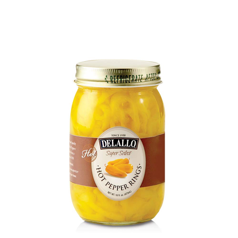 Delallo Hot Banana Pepper Rings, 16 oz (3 pack)