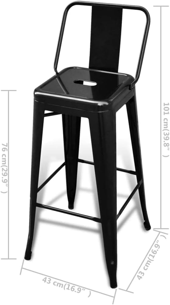 Bar Stools 2 pcs Terrace Stools,Garden Stools,Kitchen Counter Stools,Bistro Stools,Farmhouse Stools,Breakfast Stool,for Kitchen Island Counter,Home Bar,Bistro,Garden, Deck,Black Steel
