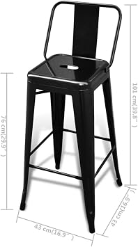 Bar Stools 2 pcs Terrace Stools,Garden Stools,Kitchen Counter Stools,Bistro Stools,Farmhouse Stools,Breakfast Stool,for Kitchen Island Counter,Home Bar,Bistro,Garden, Deck,Black Steel