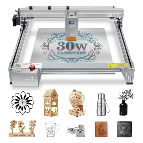 LASER TREE Laser Engraver, 30000mW?30W?Output Power Laser Engraver Machine, High Precision Laser Cutter and Engraver for Wood & Metal Paper Acrylic Glass Leather etc, Class 4 (Basic)