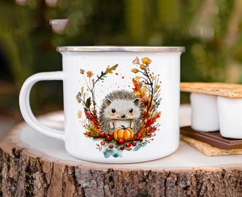Taza campamento bosque otoño con diseño erizo 16oz miniatura 4