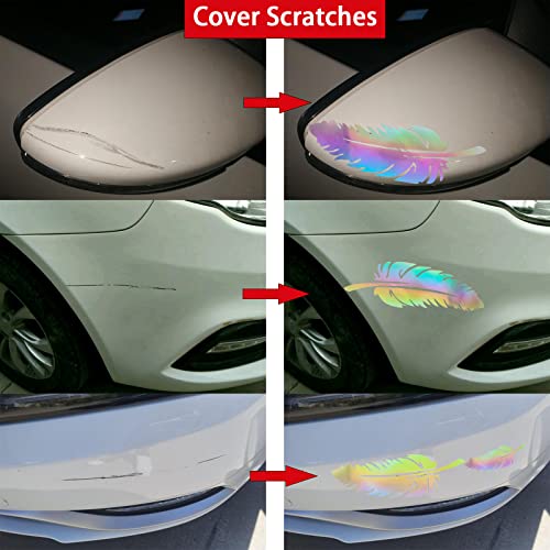 Yiiyiizii Car Stickers And Decals To Cover Scratch 7Pcs Reflective Feather Cover Scratches Stickers For Car Vehicle Decoration #TOP2