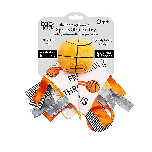 Image of The Learning Lovey New York Knicks Baby Tag Toy - NBA Basketball - Baby Sensory Crinkle Toys - Soft & Safe - Ideal Baby Stroller Toy - BPA Free w /Stroller Clip