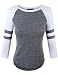 makeitmint Women's Color Contrast 3/4 Stripe Sleeve Baseball T-shirt Top Large YIQ0002_Charcoal