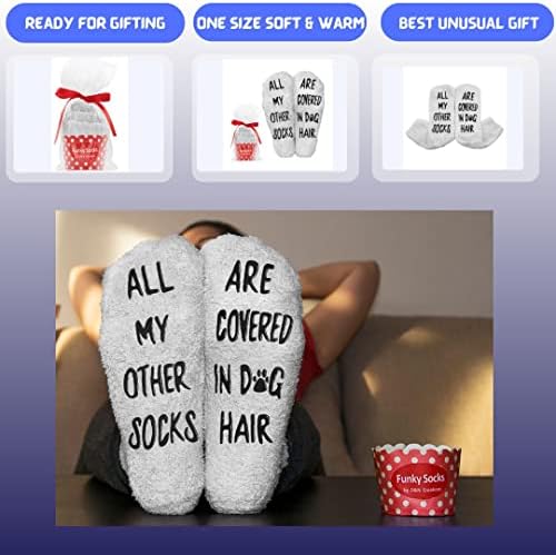 Dog Lovers Gifts For Women Novelty - Our Warm Funny Socks 'All My Other Socks Are Covered In Dog Hair' Gift For Wife Sister Mum Valentines Vet Birthday Present For Her Fun Cupcake Packaging