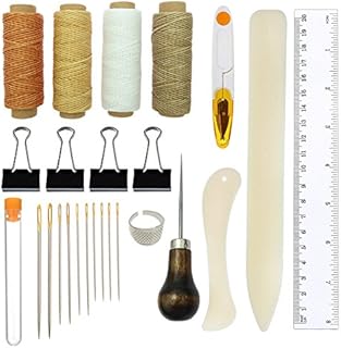 Bookbinding Tools Kits ,25PCS Premium Sewing Tools for Leather,Handmade Books and Paper DIY Bookblind Set, Including Sewing Needles/Waxed Thread/Plastic Ruler and So On Like Main Picture