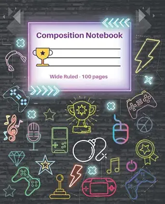 Composition Notebook Video Game Player, 7.5 x 9.25 Inches, Wide Ruled, 100 Pages, Soft Matte Cover, Colorful Design