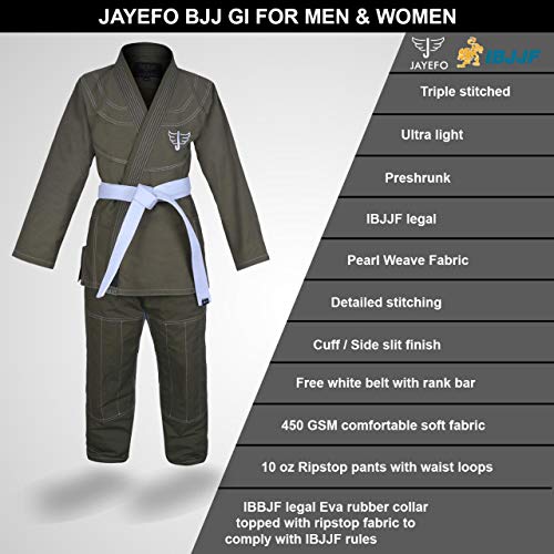 Jayefo Men-Women Bjj Gi Mgdon (Boss Green/White, A4) #TOP4