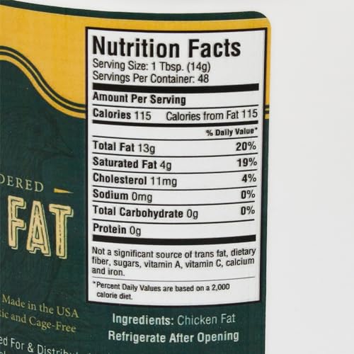 Gourmet Rendered Chicken Fat - 1.5 Lb Tub Paleo Cooking Fat For Roasting & Baking