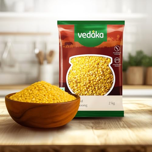 Image of Amazon Brand - Vedaka Unpolished Yellow Moong Dal | 2 Kg | Popular Yellow Moong Dal | Naturally Rich In Protein | Naturally Cholesterol-Free