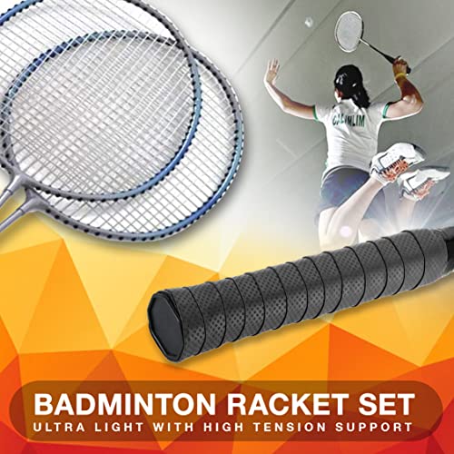 Trained Premium Quality Set Of Badminton Rackets, Pair Of 2 Rackets, Lightweight & Sturdy, With 5 Led Shuttlecocks, For Professional & Beginner Players Adults And Children, Carrying Bag Included #TOP1