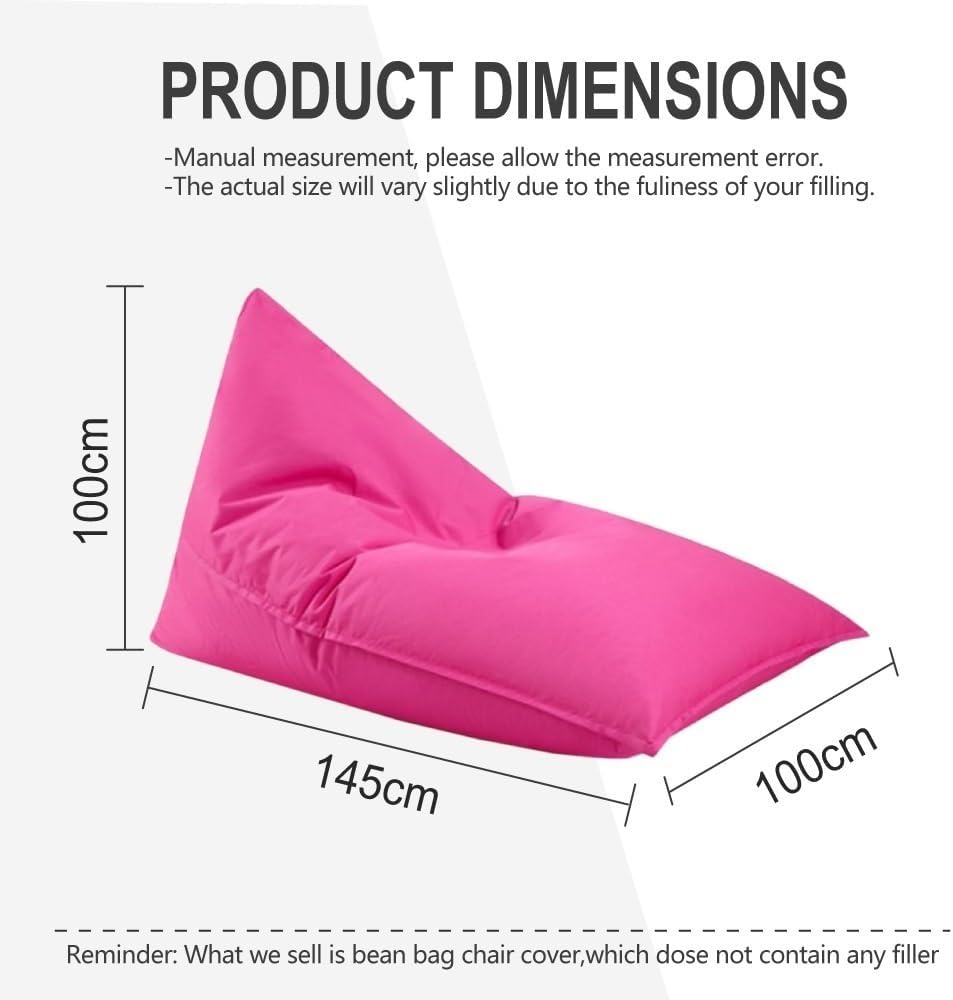 SXBCyan Waterproof Bean Bag Chair Cover（No fillers） Outdoor Oxford Lazy Sofa Giant Triangular Beanbag Pouf Couch Beach Floating Pool Floor Seating Oversized Relaxation Soft Chaise Lounge(Dark Blue)