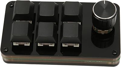 Bewinner Mini 6 Key Keypad with Knob Blue Switch Mechanical Keyboard, Custom Macro Programming, Hot Swappable Design, Keyboard Cable Separation for Work Game