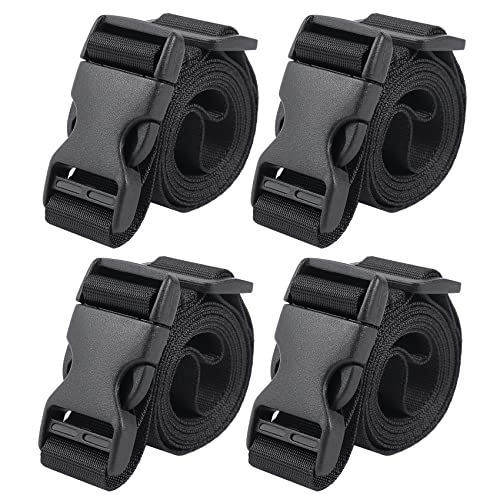 Vigorport Allzweckgurte mit Schnellverschluss-Schnalle, Nylon-Rucksack-Zubehör, Schlafsack-Gurt, 2,5 x 121,9 cm, verstellbar, für Wandern, Reisen, Outdoor-Sport, 4 Stück, Schwarz
