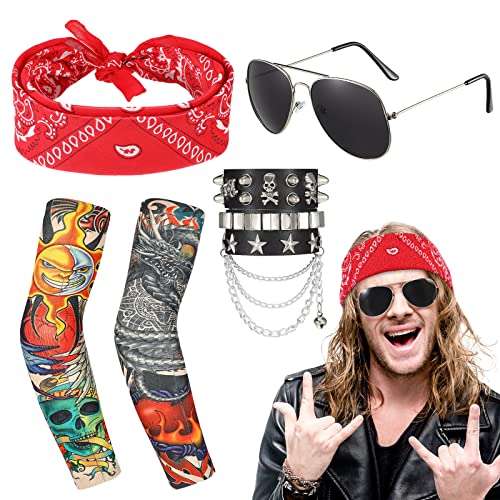Punk Gothic Rocker Kit 6 Pcs 90s Punk Accessories Rocker Cosplay Set ...