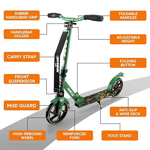 Hurtle Scooter – Scooter For Teenager – Kick Scooter – 2 Wheel Scooter With Adjustable T-Bar Handlebar – Folding Adult Kick Scooter With Alloy Anti-Slip Deck – Scooter With 8” Smooth Gliding Wheels, #TOP4