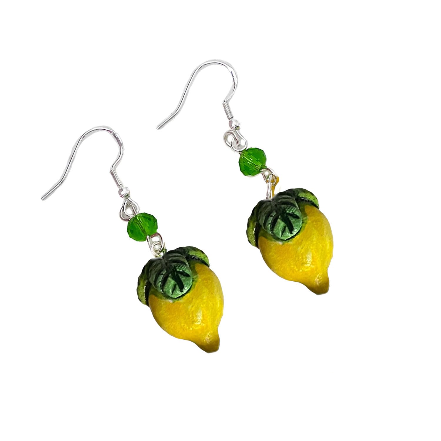 Boucles d'oreilles en céramique peintes à la main - CITRON CÉRAMIQUE - Boucles d'oreilles pendantes pour femme, Bijoux en céramique peinte, Crochet en argent, Fabriqué en Italie, Bijoux, Artisanat