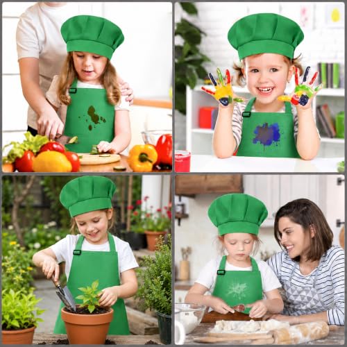 Image of uniformer Kids Apron with Chef Cap for Cooking, Baking, Painting Art & Crafts | Adjustable Child Apron with 2 Pockets | Great for Kitchen, School