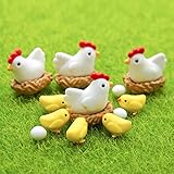 Tamaño: 1.4 -2.5cm VBNHGF Escultura Figuritas Decorativas Estatuas 10 Piezas Gallina Pollo Huevos Pequeños Nido Paddock Estatua Estatua Micro Artesanía Adornos Mini DIY Decoración del Jardín del Hogar