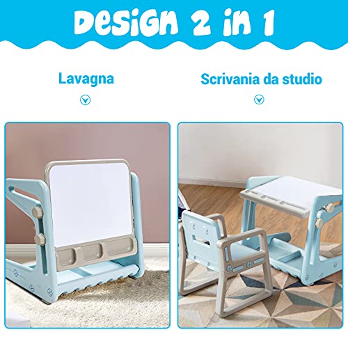 COSTWAY Set Tavolo da Gioco per Bambini con Sedia