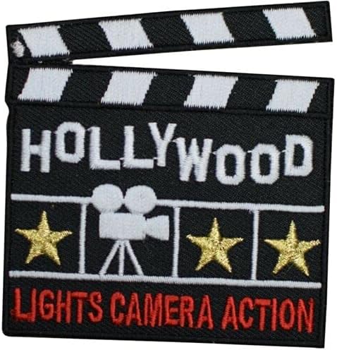 Hollywood Parche de apliques para planchar  Películas, Clapperboard, California, Los Ángeles de 3 pulgadas  Perfecto para sombreros, camisas,