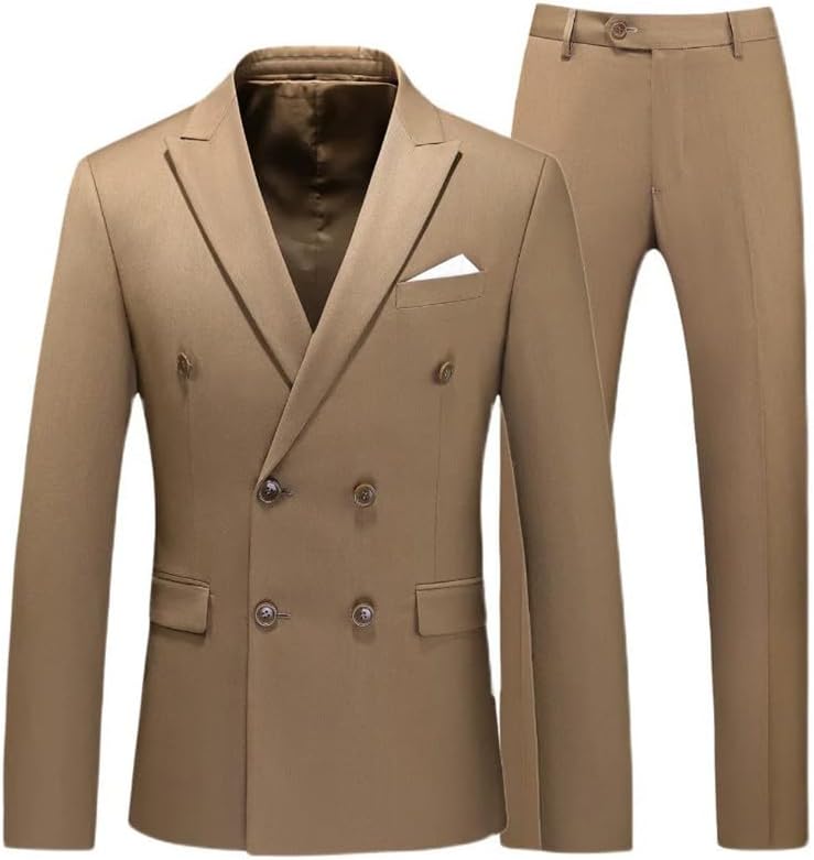 Men Suits 2 Piece Double Breasted Tuxedo for Men Slim Fit Formal Dress Blazer Jacket Pants for Wedding Prom