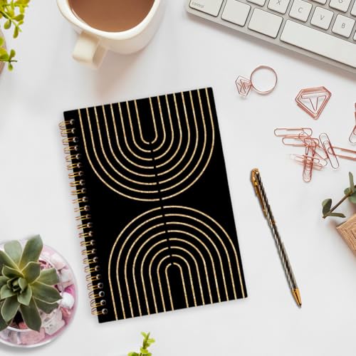 Carnet à spirale bohème doré noir 14x21cm pour notes et bureau - 2