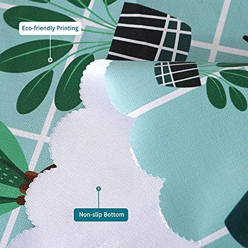 Qucover Round Tablecloth 120cm Simple Nordic Style Mildew-proof PVC Waterproof Wipe Clean Table Cloth for Circular Small Table, Green