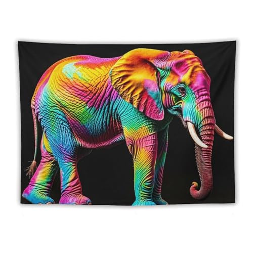 Tapisserie murale éléphants colorés pour une décoration de salon esthétique et cosy