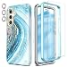 Produktbild SHEDEER 4-in-1 Samsung A54 5G Hülle mit Schutzfolie + Stoßfänger & Kameraschutz | Militärischer Stoßfest 360°-Schutz, Samsung Galaxy A54 Glänzend Fade-Resistant Muster-Design Handy Case (Blau)