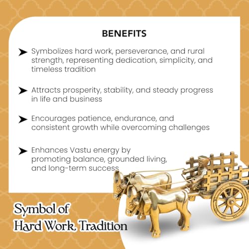 Image of Ekhasa 100% Pure Brass Bullock Cart with Gift Box | Decorative Showpiece for Home Decor New Home Item | Indian Souvenir Gift for Foreigners Housewarming Grah Pravesh Wedding Diwali Gift