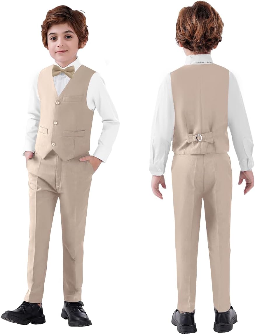 Boy's 5-Piece Suit, Boys' Formal Suit Set with Vest Pants and Tie, Boys Formal Dresswear Vest Set, Toddler Boy Vest Set - Image 2