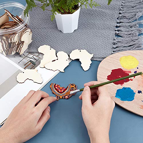 Ph Pandahall 150Pcs African Map Earring, Wood Earring Blanks Africa Shape Dangle Laser Cut Wooden Earring With Earring Hooks And Jump Rings For Jewelry Making Dangle Earrings, 2.3X2.5" #TOP4