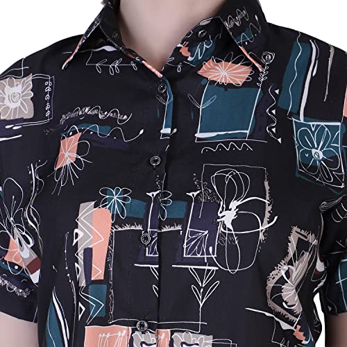 Image of Leriya Fashion Women's 2022 Fall Clothes Slub Rayon Trim Shirts Puff Sleeve Round Neck Casual Plain Tops Blouse