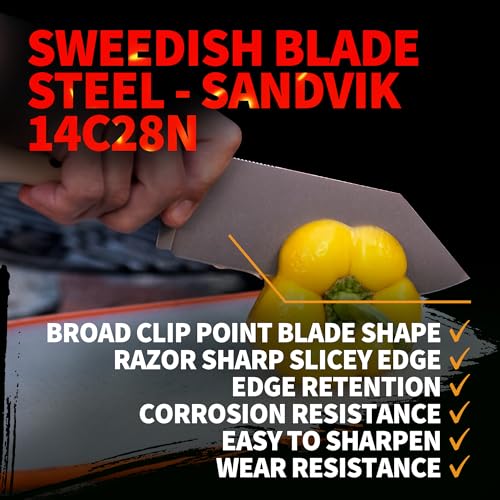 Off-Grid Knives - Faca de chef Grizzly V2 com aço inoxidável Sandvik 14C28N, bainha Kydex e clipe de