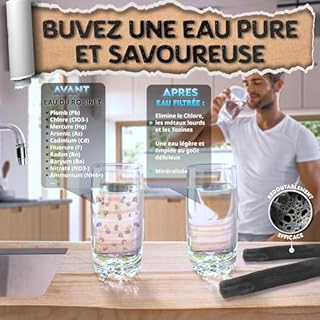 BAYTIZ ® Filtre à Eau Végétal au Charbon Actif - Baton de Binchotan Bio x5 - Purifier l' Eau du Robinet - en Bois Naturel - Carafe Bouteille - Vrai Purificateur Verre Filtrante Écologique Filtres