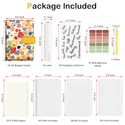 BVYA Fichário A5 Budget, capa de caderno de folhas soltas de couro PU premium (NEW002)