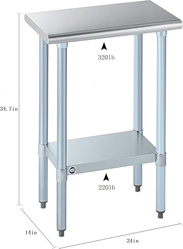 Vista 146 de Rockpoint - Mesa de acero inoxidable para preparación y trabajo con protector contra salpicaduras, 24 x 36 pulgadas; para cocina comercial, metal