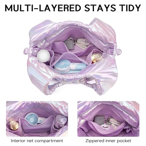Puffer Travel bag-Gym bag+Tote Bag-Light Purple3