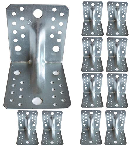 ART2E - Soportes para esquina, ángulo de madera resistente, chapa de acero galvanizada, tamaño grande, 105 x 105 x 90 x 1,5 mm, 105 x 105 x 90 x 1,5 mm, 10 unidades