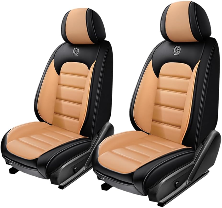 2 Seat Covers for Toyota FJ Cruiser 2007-2014,Premium Nappa Leather Car Seat Covers Car Seat Cushions,Waterproof Soft Seat Covers for Cars,Interior Accessories Airbag Compatible（Standard-Black&Orange）