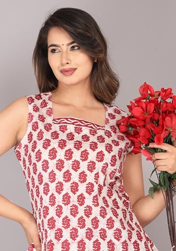 Image of Women Pure Cotton Printed Top & Shorts Set, Nightwear, Nightsuit Set, Sleepwear, Loungewear (Combo of Top and Shorts)