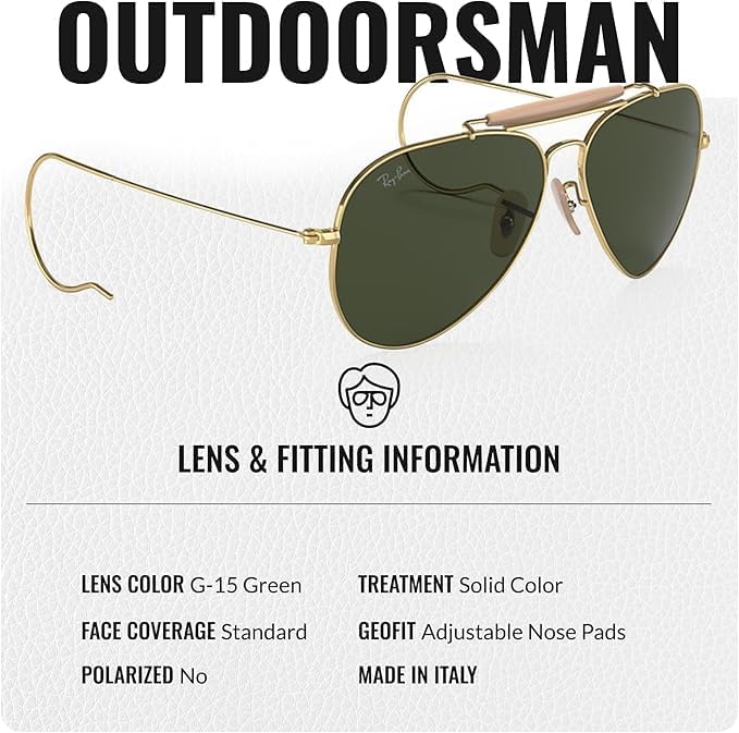 Ray-Ban RB3030 OUTDOORSMAN | AVIATION COLLECTION Pilot Shape Sunglasses with Official Eyewear Kit