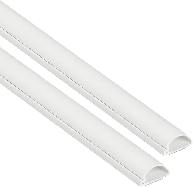 D-Line Micro Cable Trunking (2-Meter) Self-Adhesive Cable Covers Electrical Cable Tidy, Popular Cable Management Solution 20mm (W) x 10mm (H) - 2 x 1 Meter LENGTHS - White