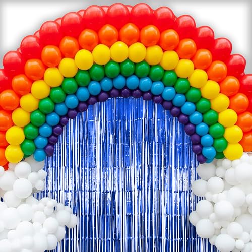 Image of Hampton Distribution 2 Pack Blue Fringe Backdrop Curtains, Blue Streamers Party Backdrop, Baby Shower Decorations, Party Decorations Supplies for Birthday, Holidays, Parties & More